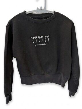 Zara Girls Bow J'adore Le Ballet Graphic Crewneck Sweatshirt Black 9-10 Years